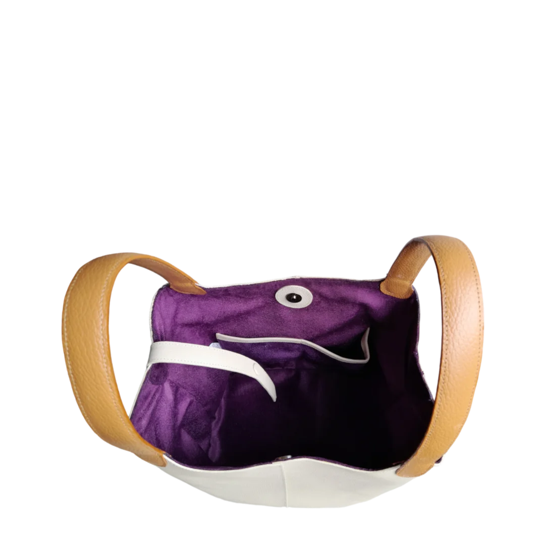 Bolso en cuero para mujer Eva cuero talco y taupe