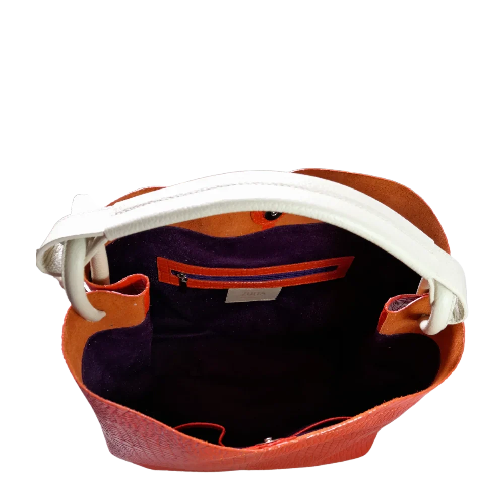 Bolso en cuero para mujer Aubrey Reptil Naranja