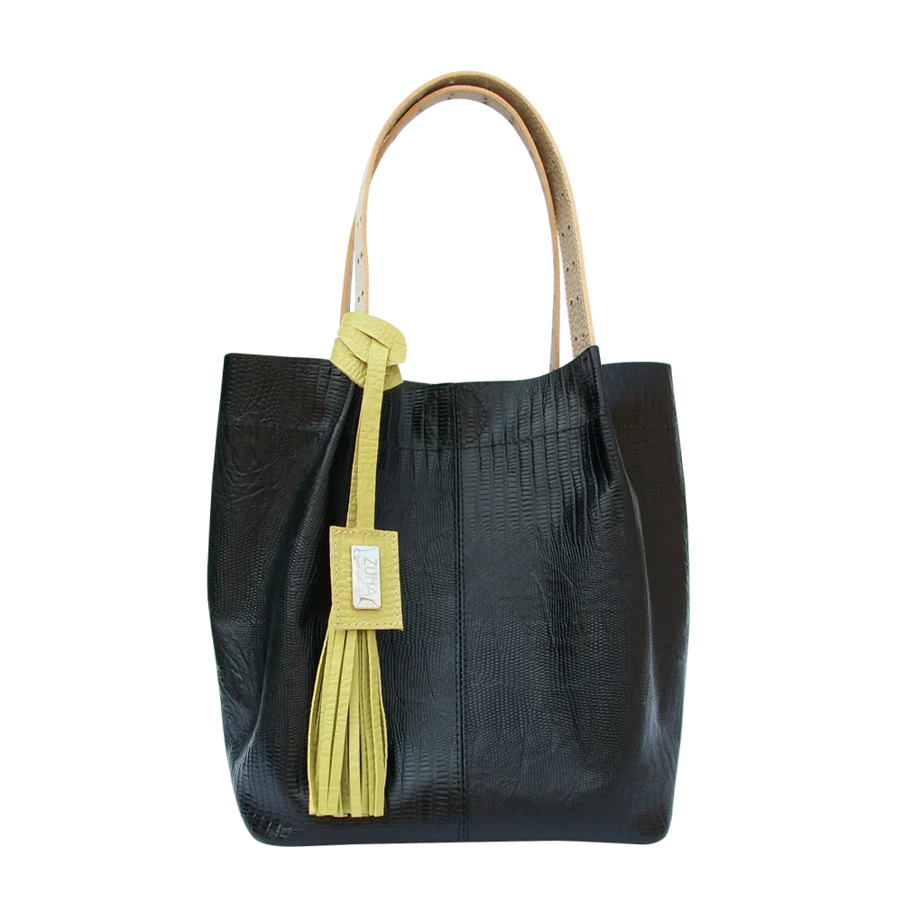 Bolso en cuero para mujer Alexa Reptil negro