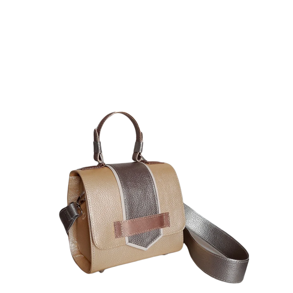 Bolso en cuero para mujer Loren oro