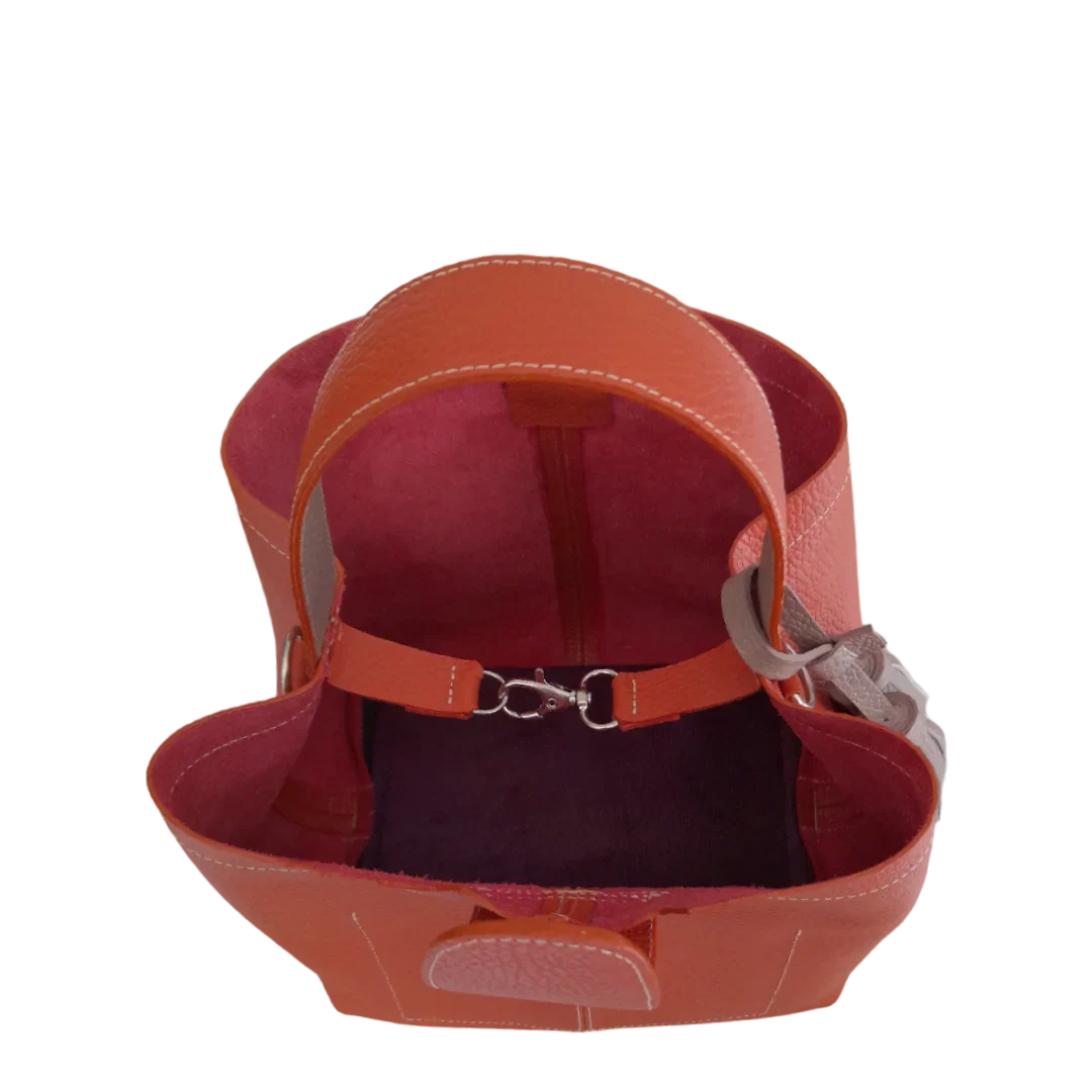 Bolso pequeño en cuero para mujer Lucia color jengibre