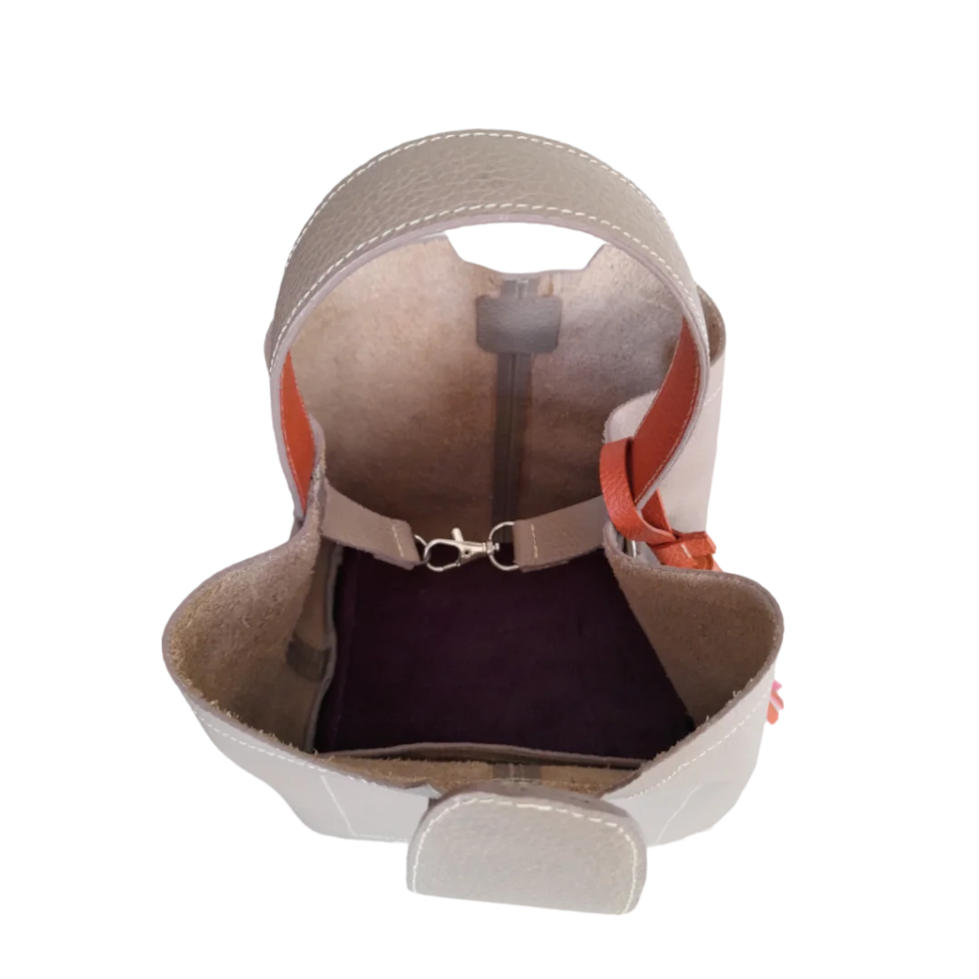 Bolso pequeño en cuero para mujer Lucia taupe