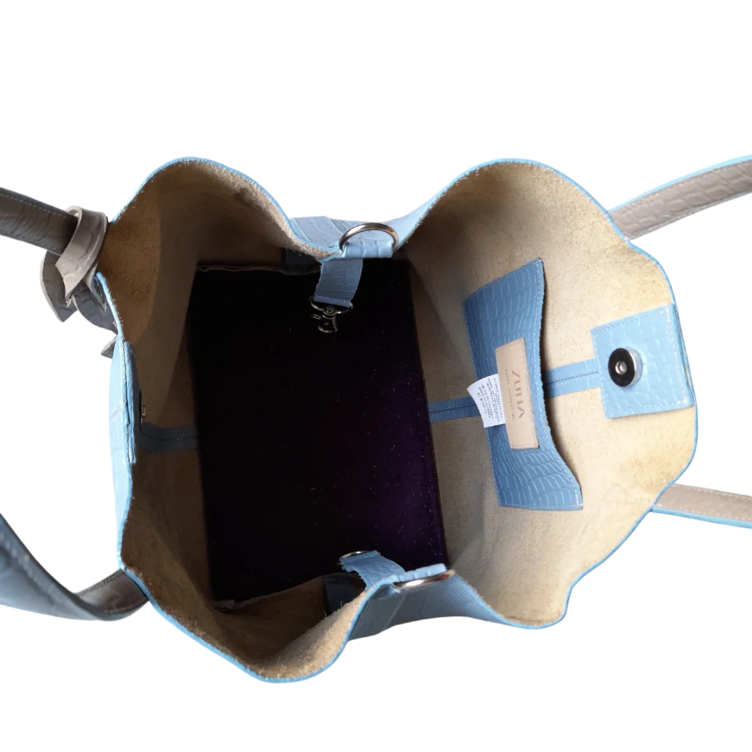 Bolso en cuero para mujer Giulia Reptil azul celeste