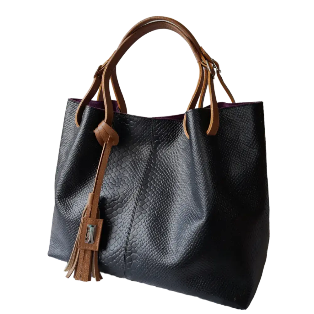 Bolso en cuero para mujer Adelle Reptil negro