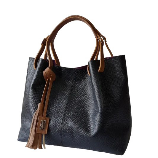 Bolso en cuero para mujer Adelle Reptil negro
