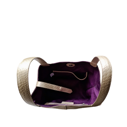 Bolso en cuero para mujer Eva cuero Anaconda oro peltre