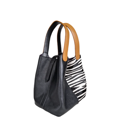 Bolso en cuero para mujer Eva cuero cebra x negro