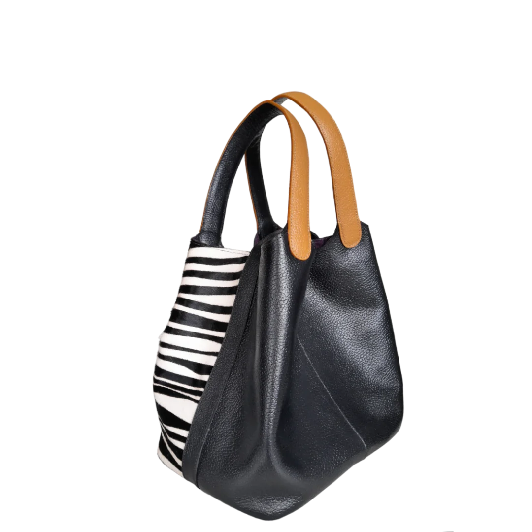 Bolso en cuero para mujer Eva cuero cebra x negro