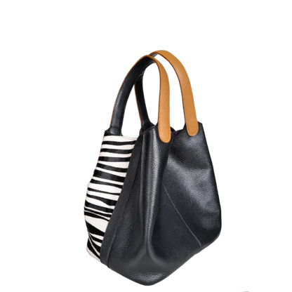 Bolso en cuero para mujer Eva cuero cebra x negro