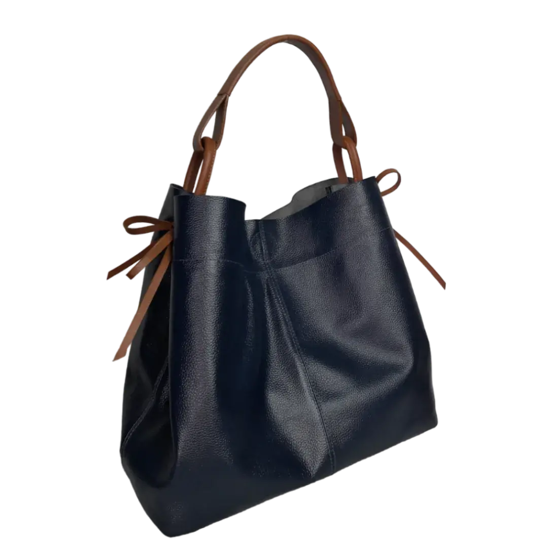 Bolso en cuero para mujer Aubrey Azul oscuro
