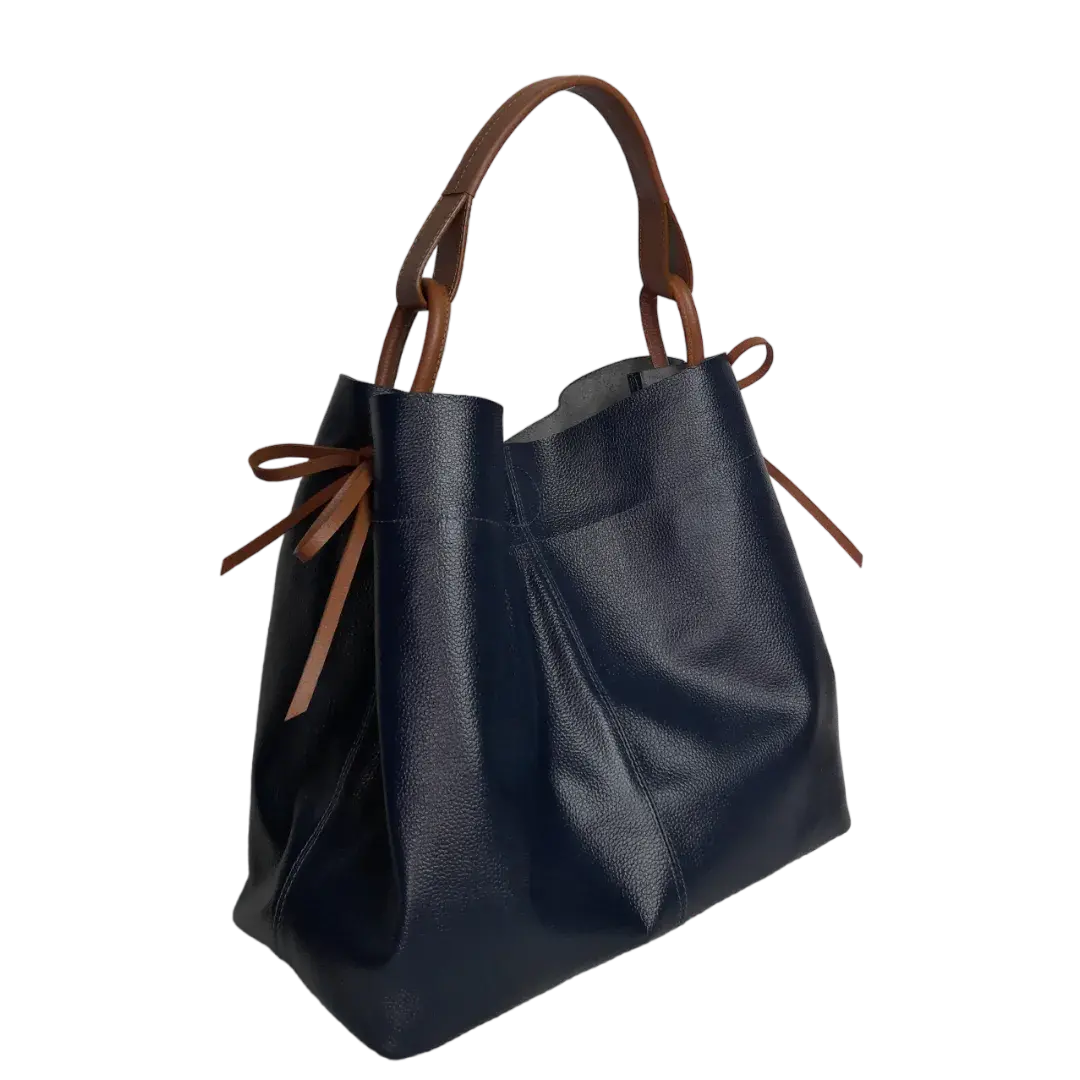 Bolso en cuero para mujer Aubrey Azul oscuro