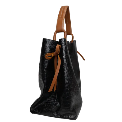 Bolso en cuero para mujer Aubrey Reptil negro