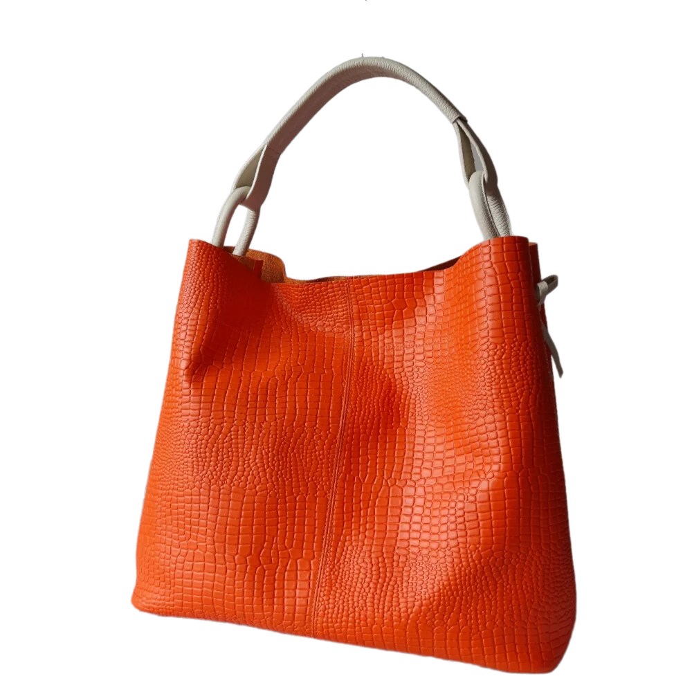 Bolso en cuero para mujer Aubrey Reptil Naranja