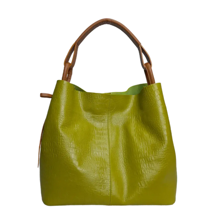 Bolso en cuero para mujer Aubrey reptil verde limon