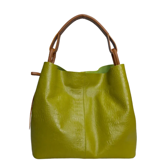Bolso en cuero para mujer Aubrey reptil verde limon