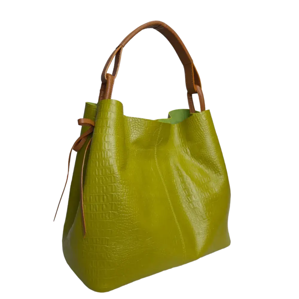 Bolso en cuero para mujer Aubrey reptil verde limon