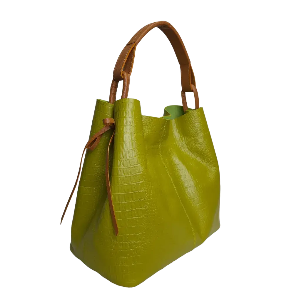 Bolso en cuero para mujer Aubrey reptil verde limon