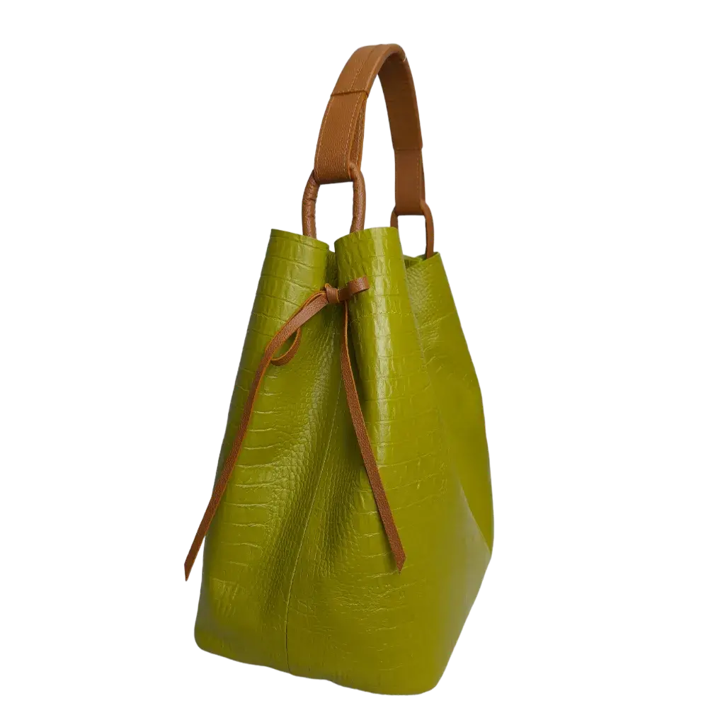Bolso en cuero para mujer Aubrey reptil verde limon
