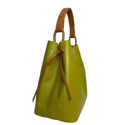 Bolso en cuero para mujer Aubrey reptil verde limon