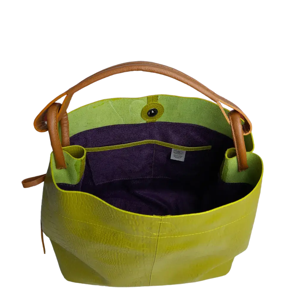 Bolso en cuero para mujer Aubrey reptil verde limon