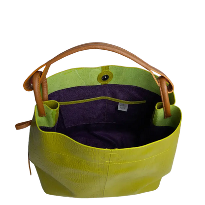 Bolso en cuero para mujer Aubrey reptil verde limon
