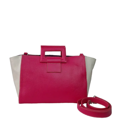 Bolso en cuero para mujer Sabrina Fucsia con piel al pelo