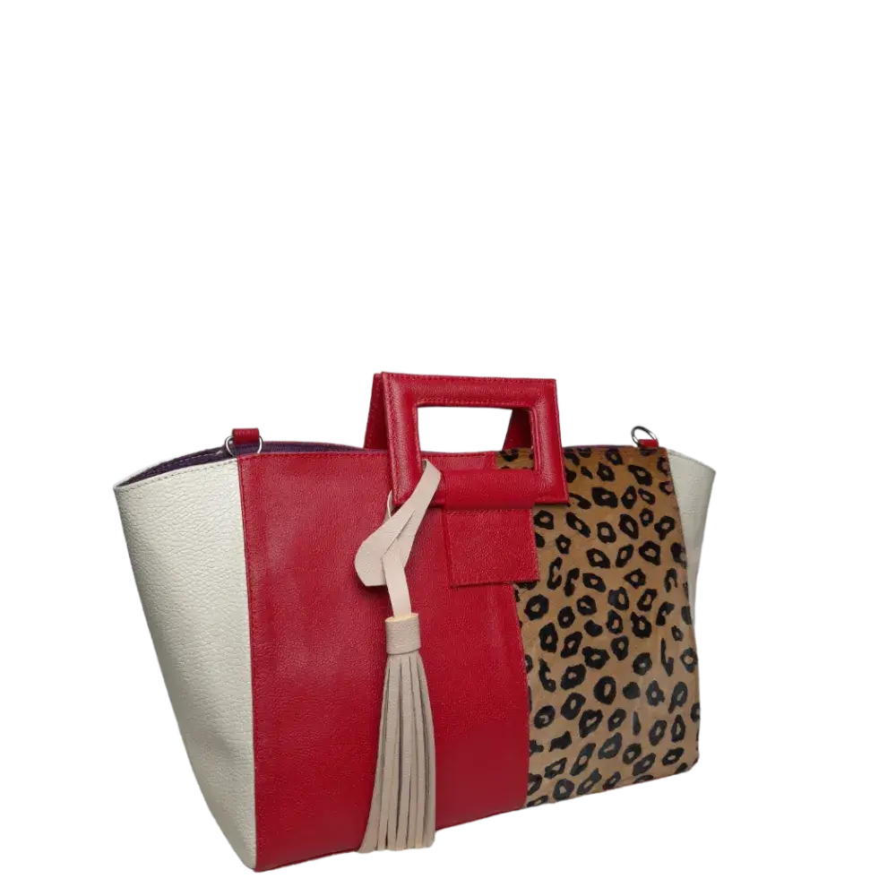 Bolso en cuero para mujer Sabrina rojo piel al pelo