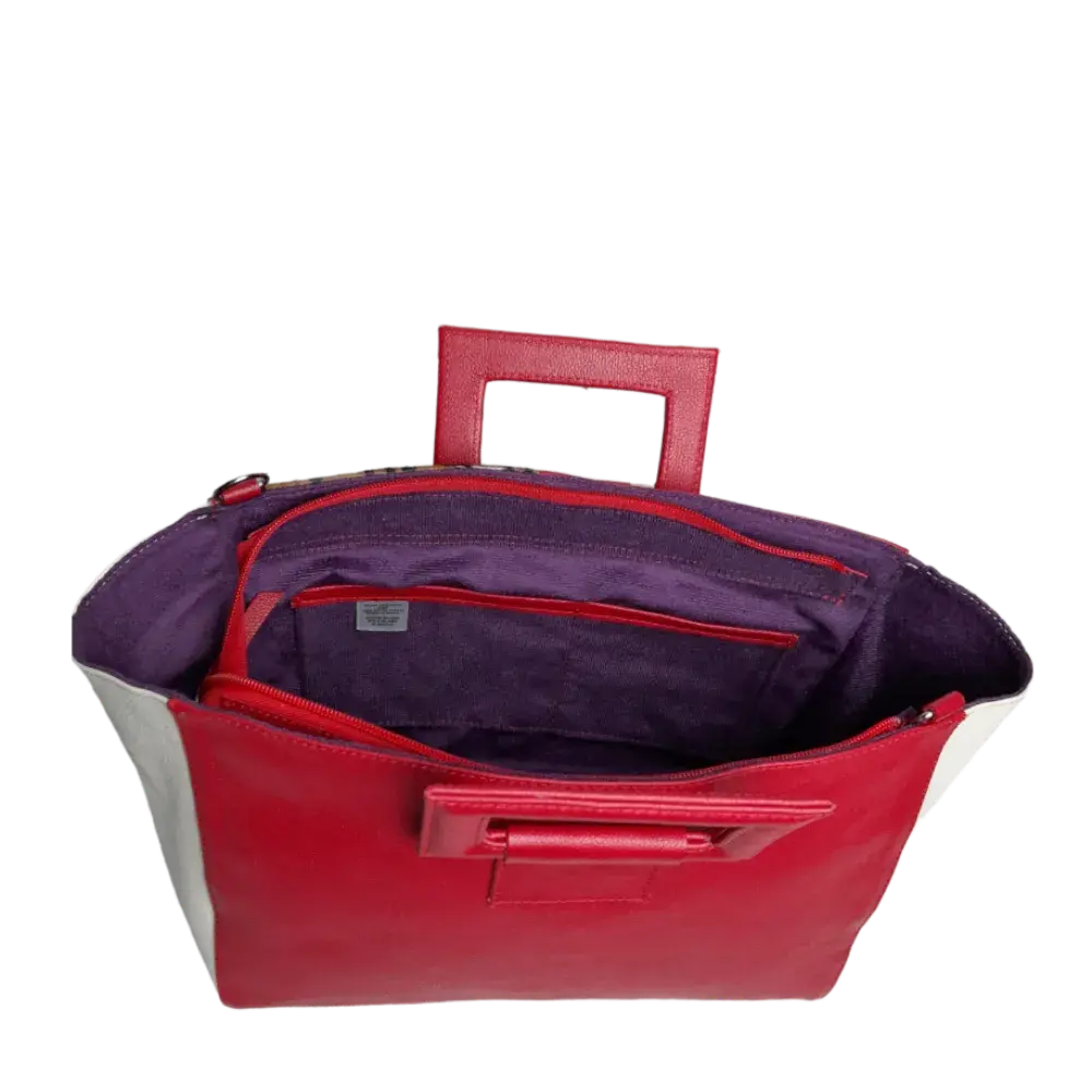 Bolso en cuero para mujer Sabrina rojo piel al pelo