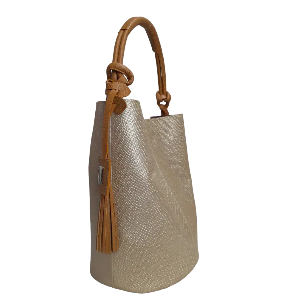 Bolso en cuero para mujer Olivia anaconda oro peltre