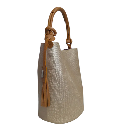 Bolso en cuero para mujer Olivia anaconda oro peltre