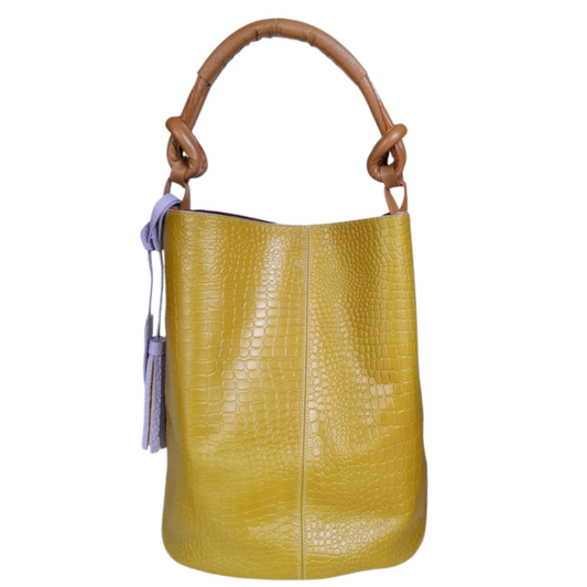 Bolso en cuero para mujer Olivia reptil verde limon