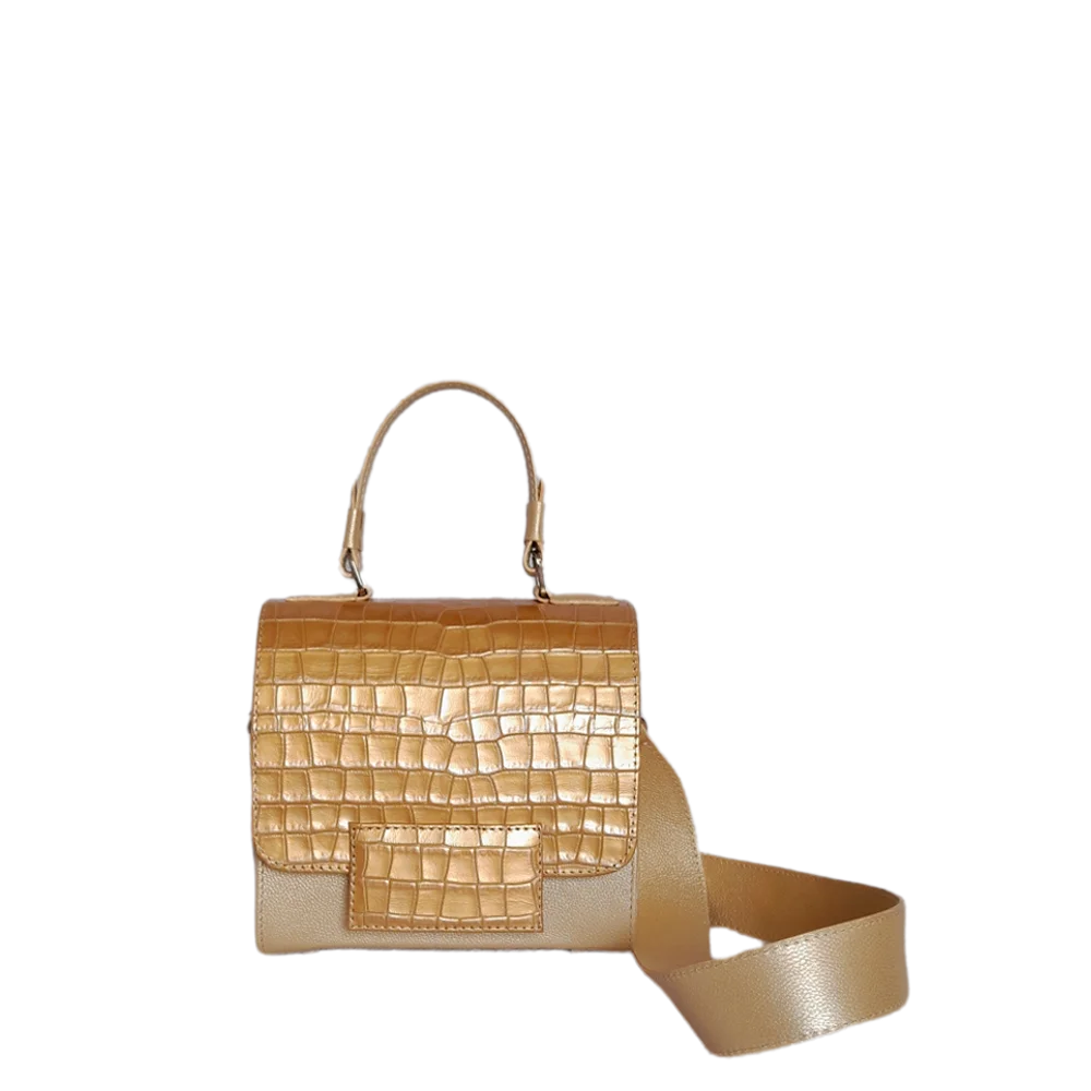 Bolso en cuero para mujer Elizabeth coquito oro blanco