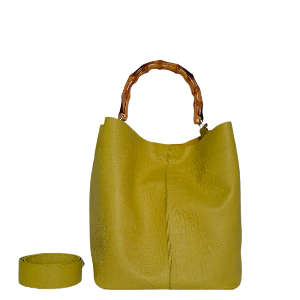 Bolso en cuero para mujer Claire Reptil verde limon