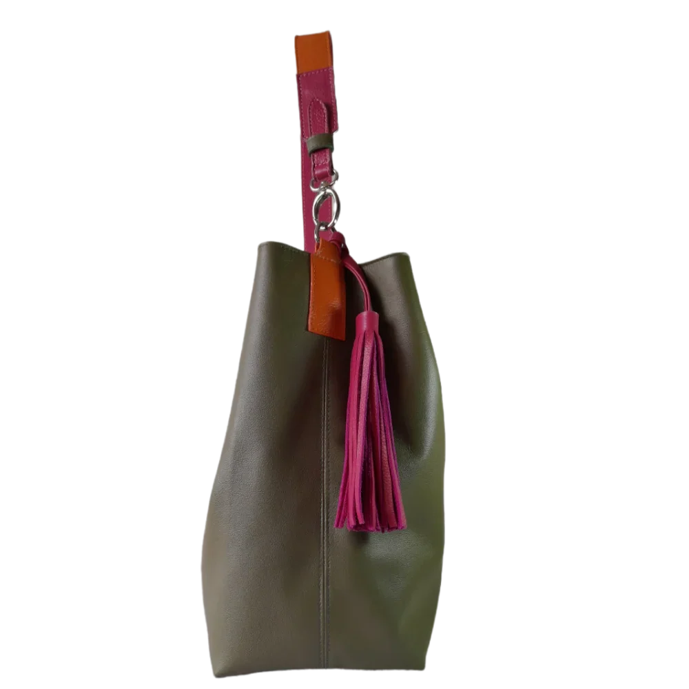Bolso en cuero para mujer Serenity Verde aceituna