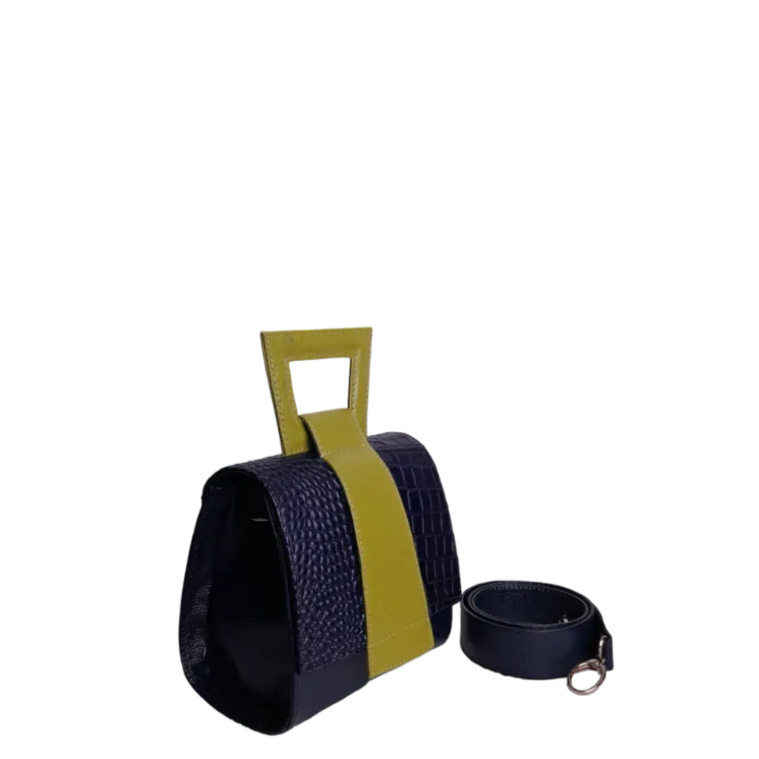 Bolso en cuero para mujer Clara Glavial azul oscuro