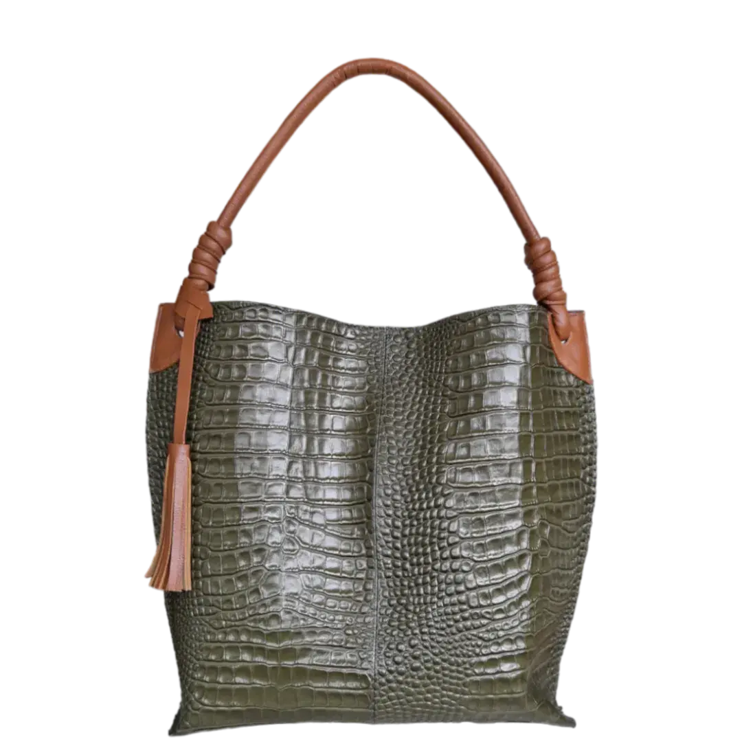 Bolso en cuero para mujer Fernanda glavial verde aceituna