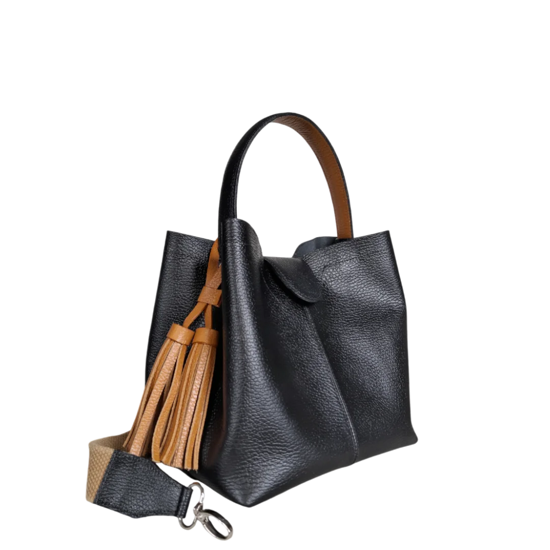 Bolso pequeño en cuero para mujer Lucia color negro