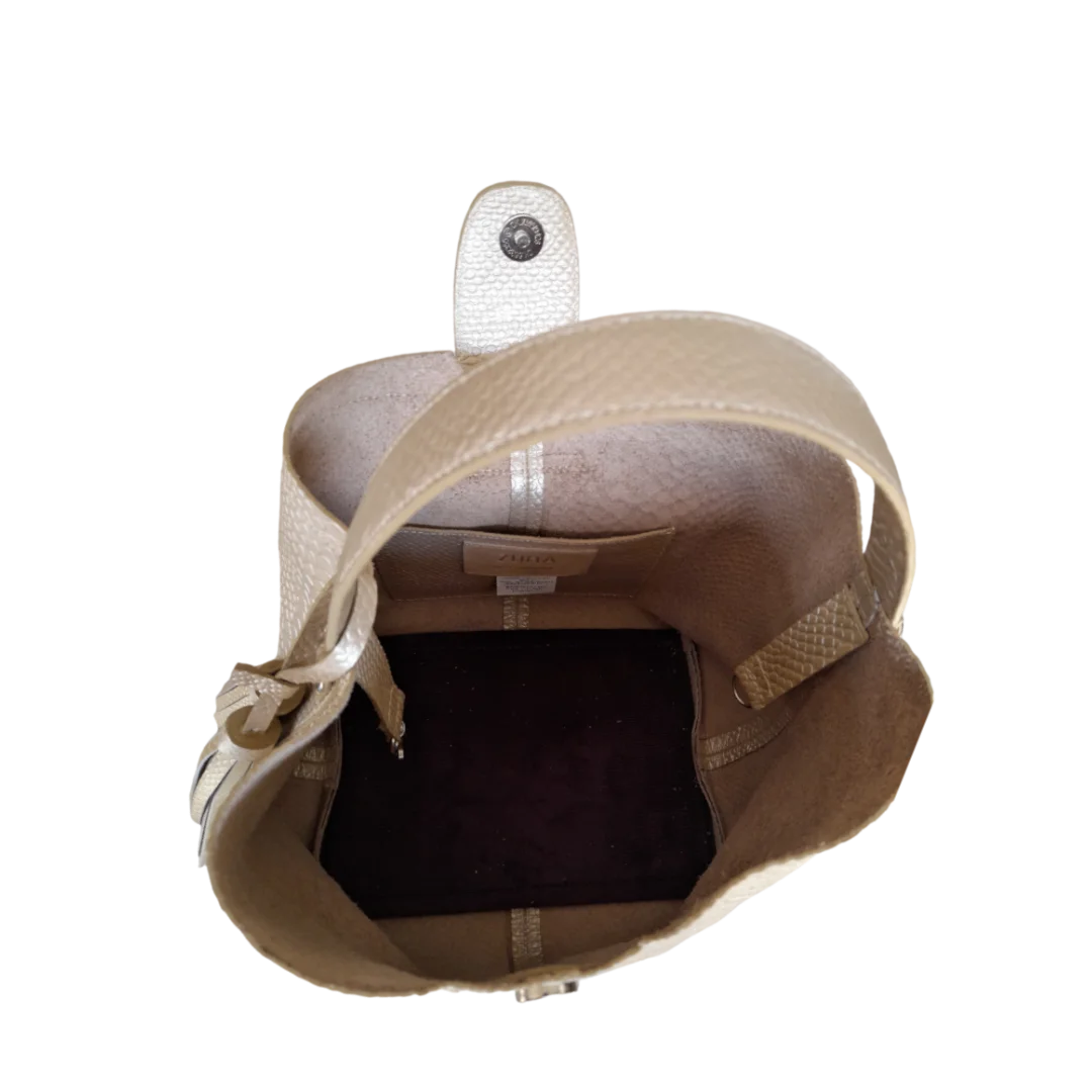 Bolso pequeño en cuero para mujer Lucia anaconda oro peltre