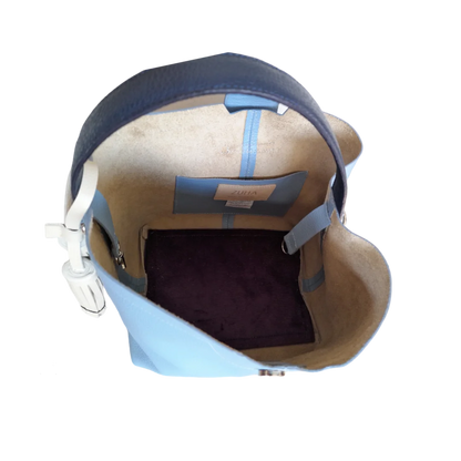 Bolso pequeño en cuero para mujer Lucia azul celeste