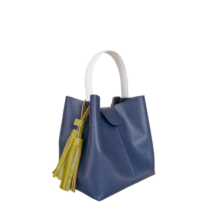 Bolso pequeño en cuero para mujer Lucia azul oscuro