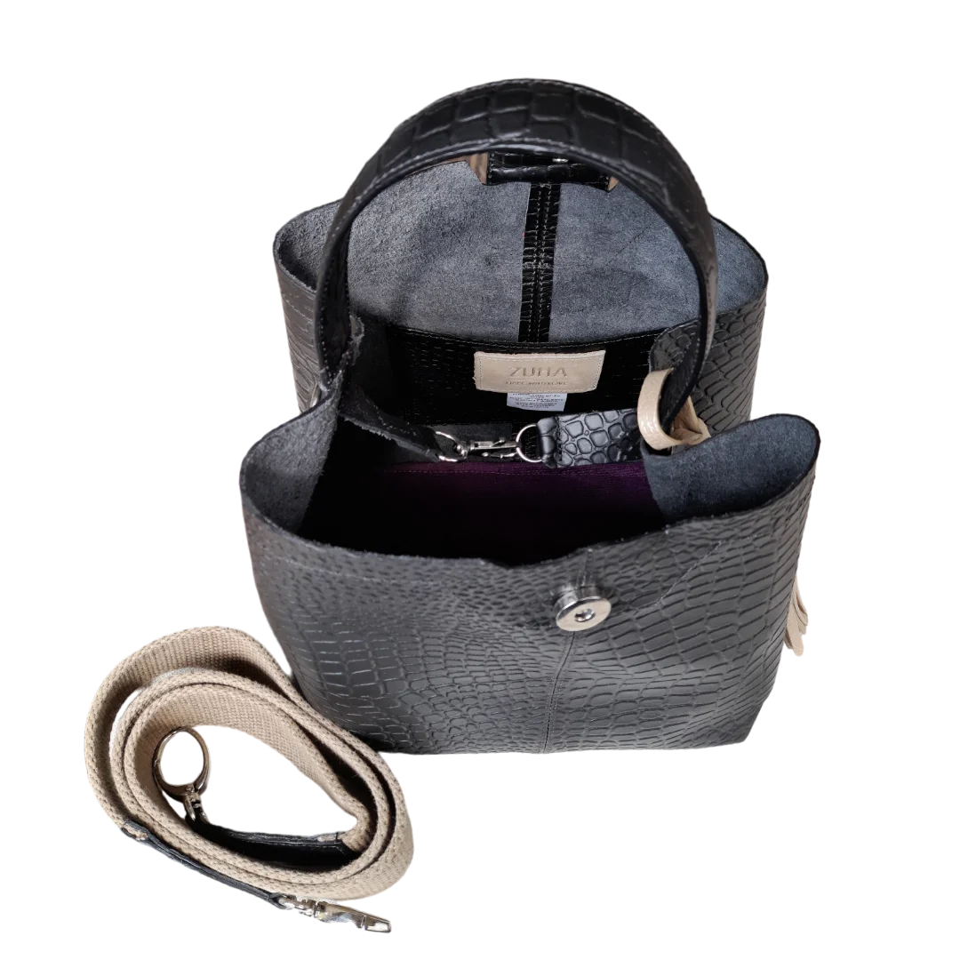 Bolso pequeño en cuero para mujer Lucia color negro