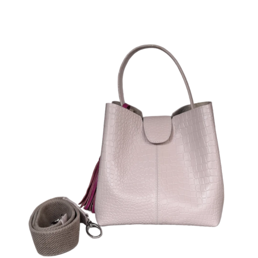 Bolso pequeño en cuero para mujer Lucia reptil nude