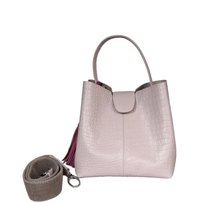 Bolso pequeño en cuero para mujer Lucia reptil nude