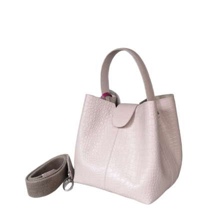 Bolso pequeño en cuero para mujer Lucia reptil nude