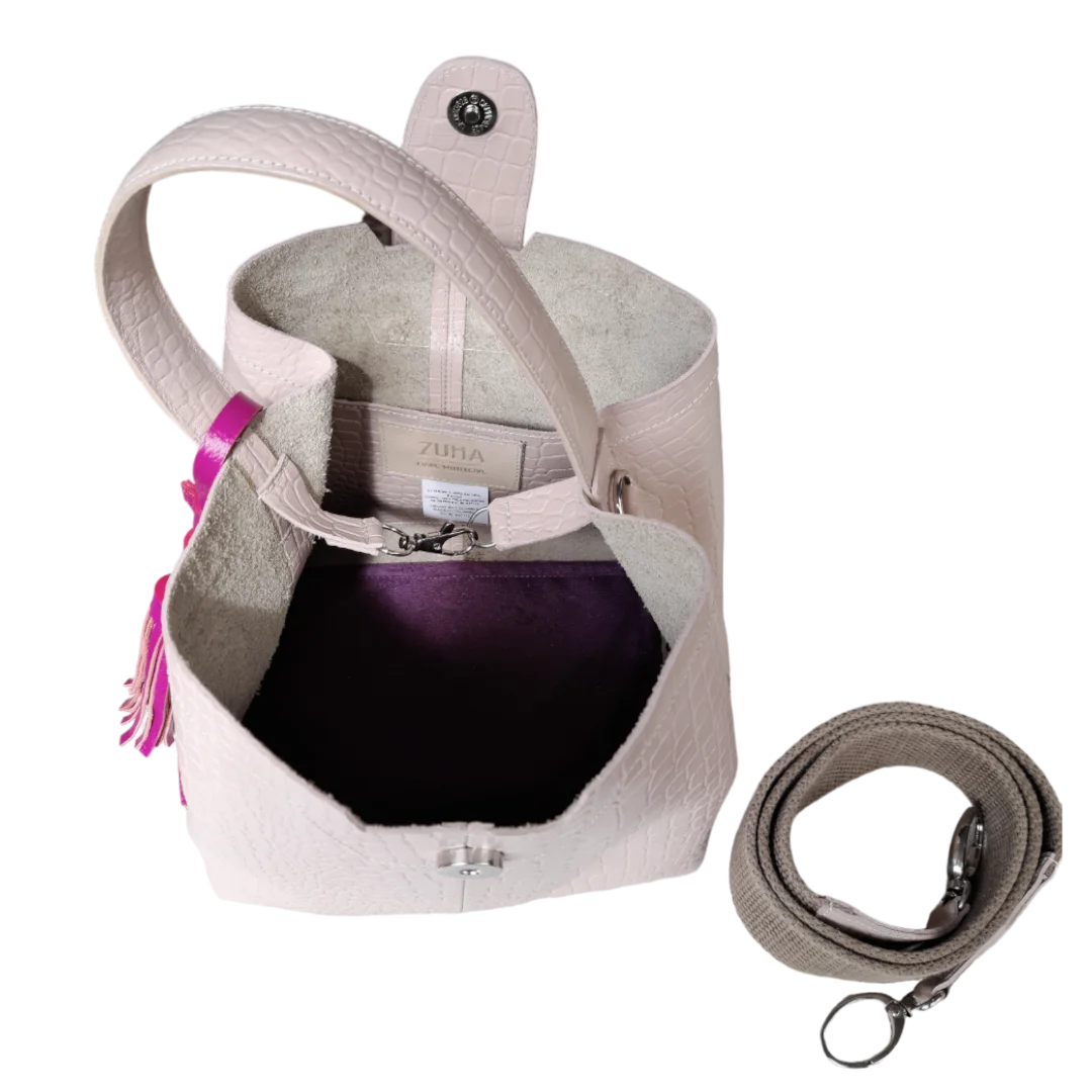 Bolso pequeño en cuero para mujer Lucia reptil nude