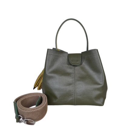 Bolso pequeño en cuero para mujer Lucia verde aceituna