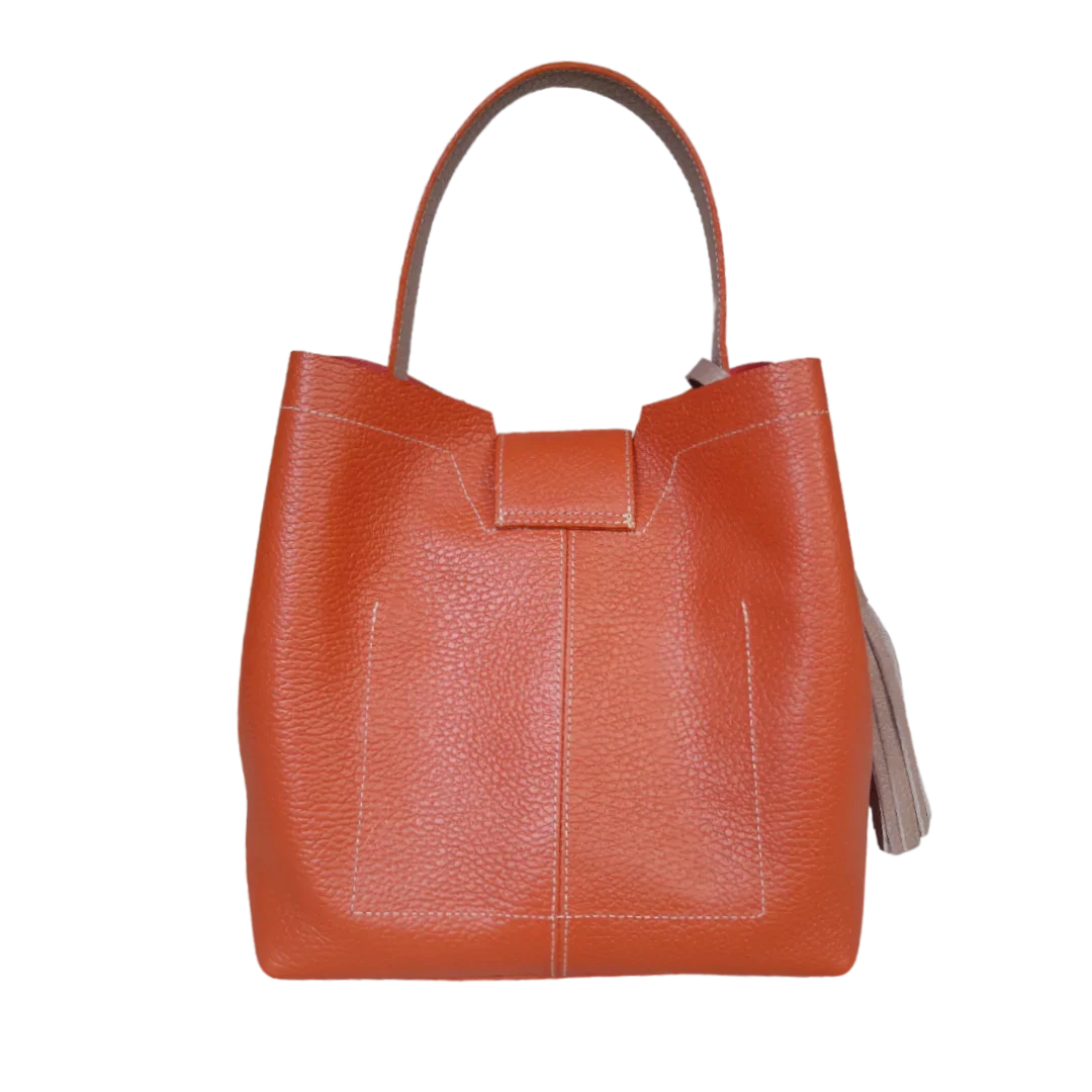 Bolso grande en cuero para mujer Camila color Jengibre