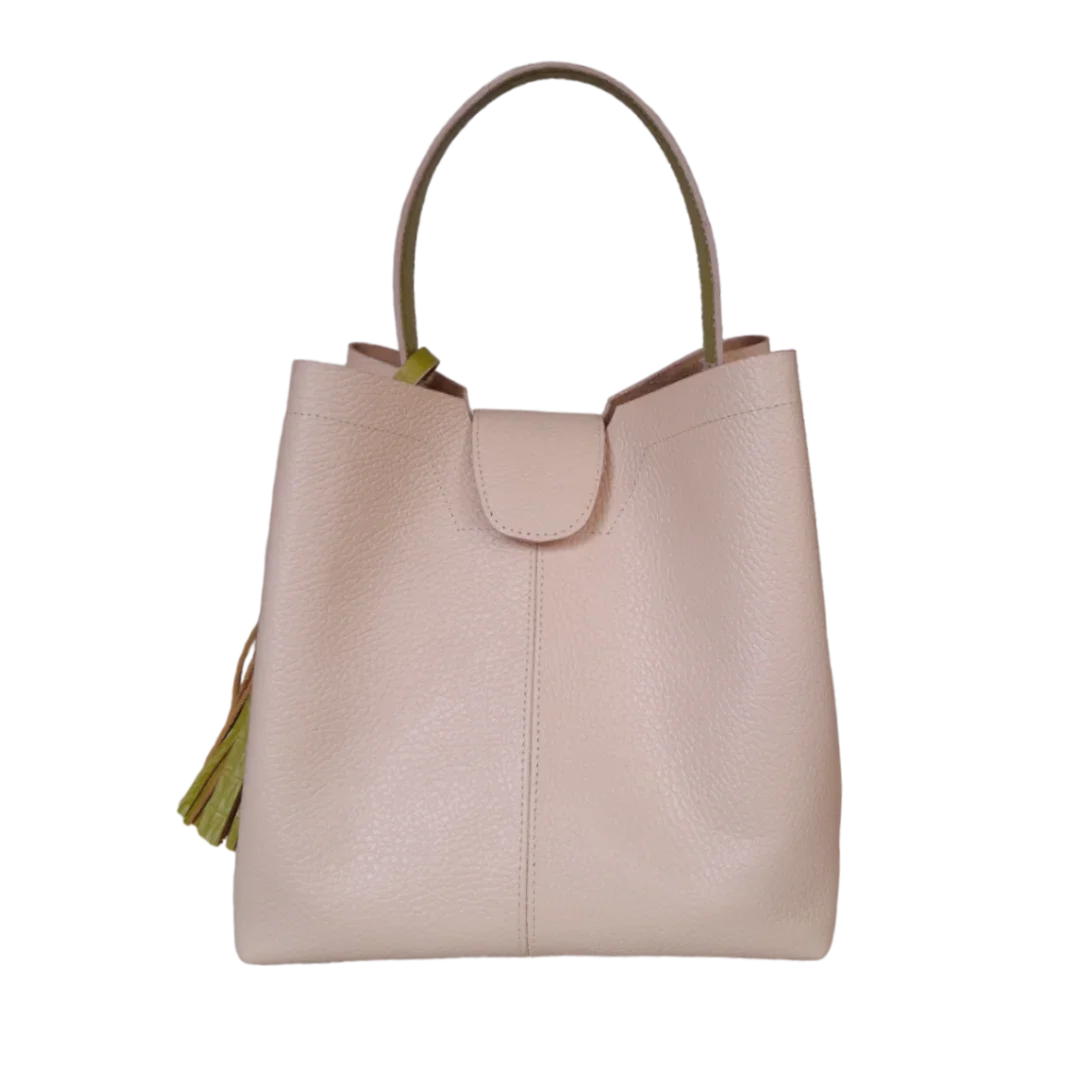 Bolso grande en cuero para mujer Camila color nude