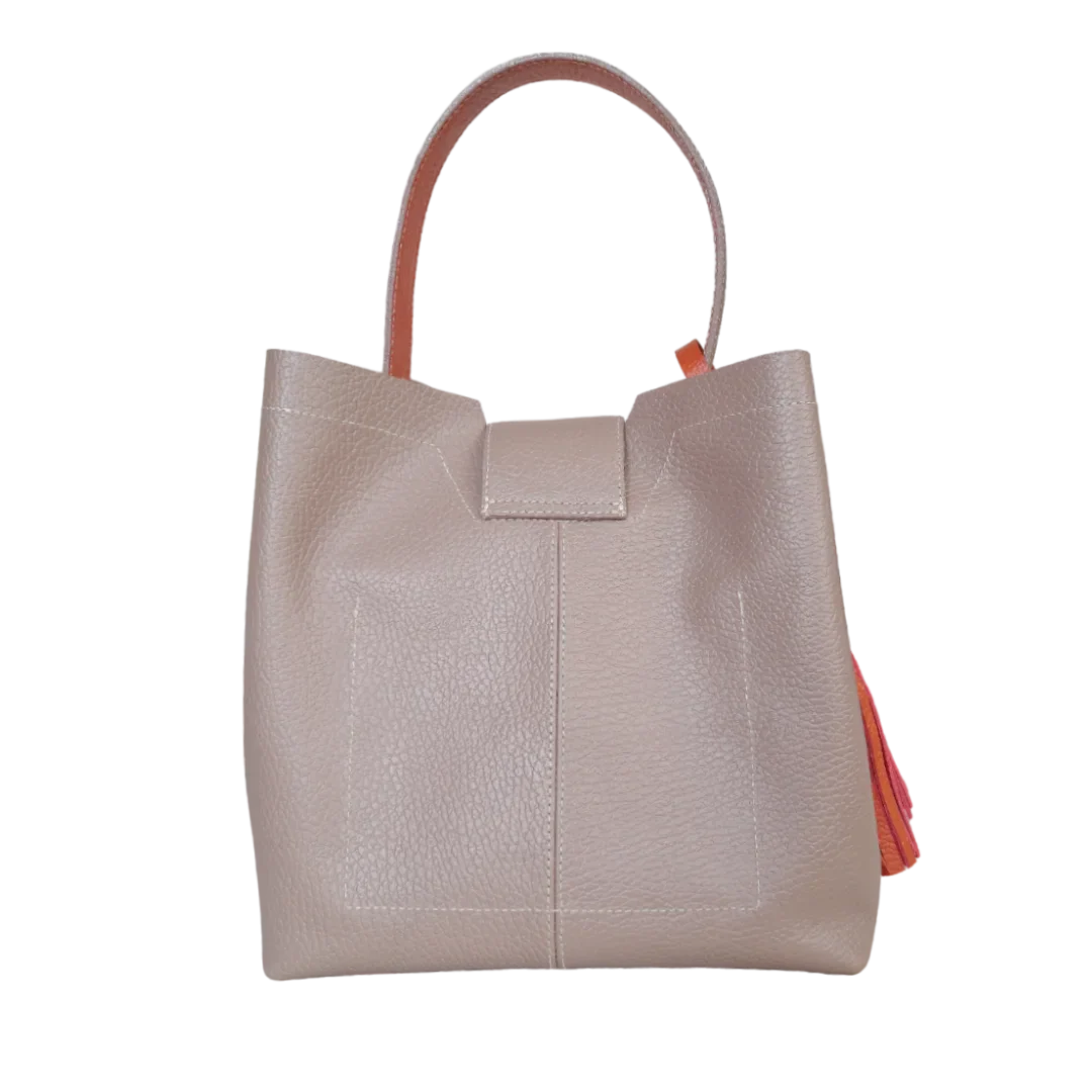 Bolso grande en cuero para mujer Camila color taupe